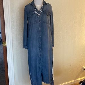 Long sleeve shirt dress, midi